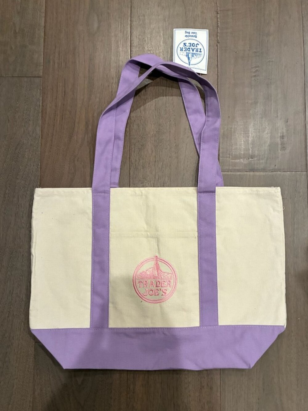 NWT Trader Joe's Large Canvas Tote Bag Reusable Shopper - Lavender
